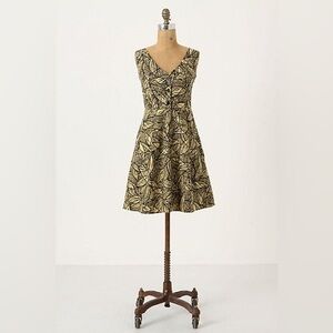 Vintage Anthropologie Weston Wear Emerging Leaves Sleeveless Dress